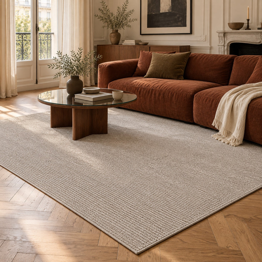 Tapis Alpage gris — dans un salon