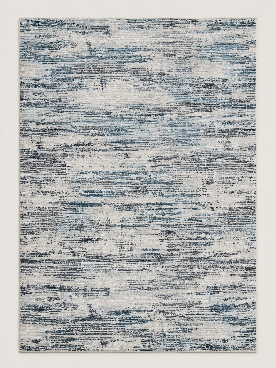 Tapis Ambre ivoire et bleu — vue entière du dessus