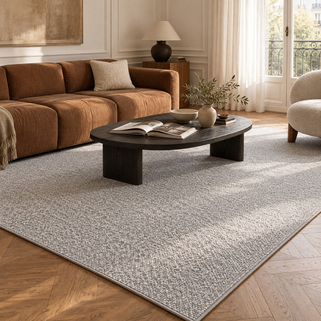 Tapis Ardoise gris perle — dans un salon