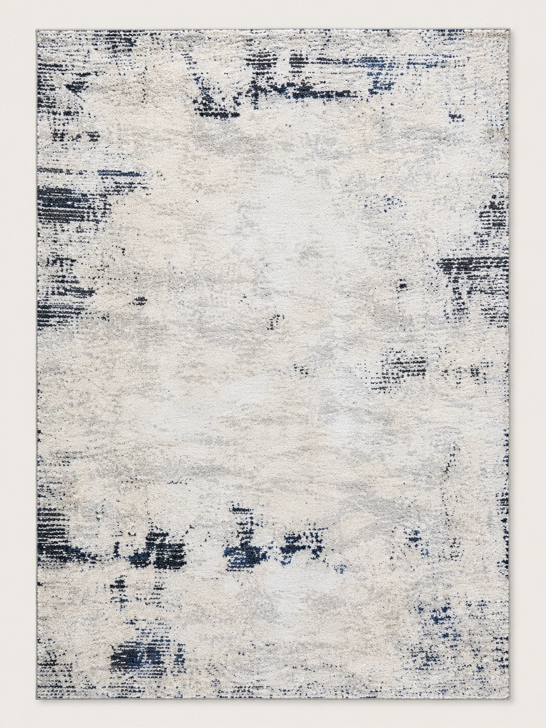 Tapis Brume ivoire et bleu nuit — vue entière du dessus
