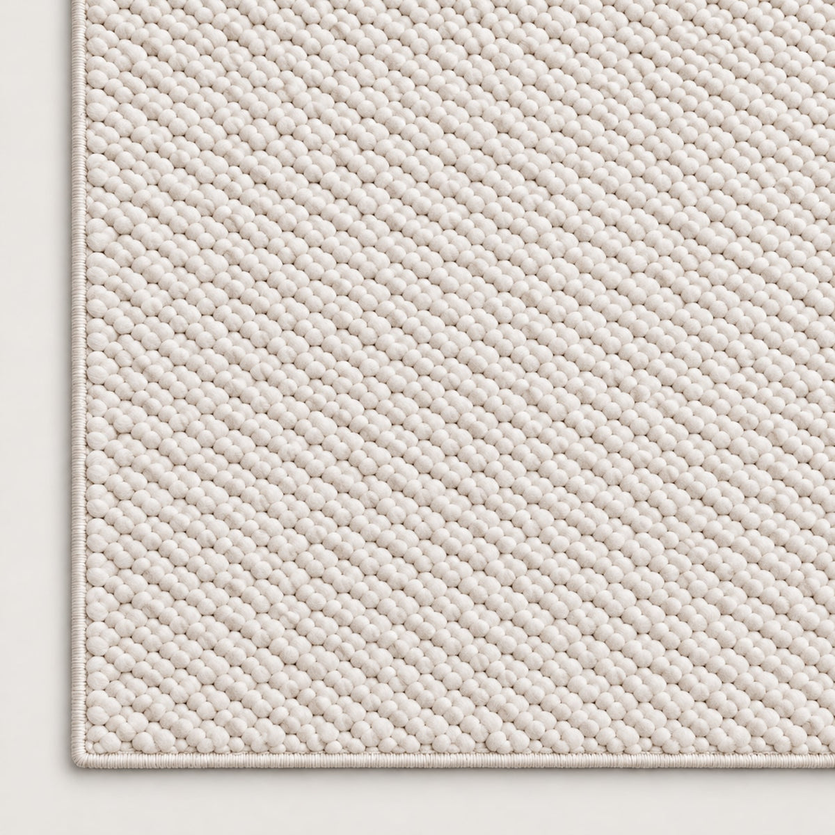 Tapis Craie blanc craie — coin et texture sur fond clair