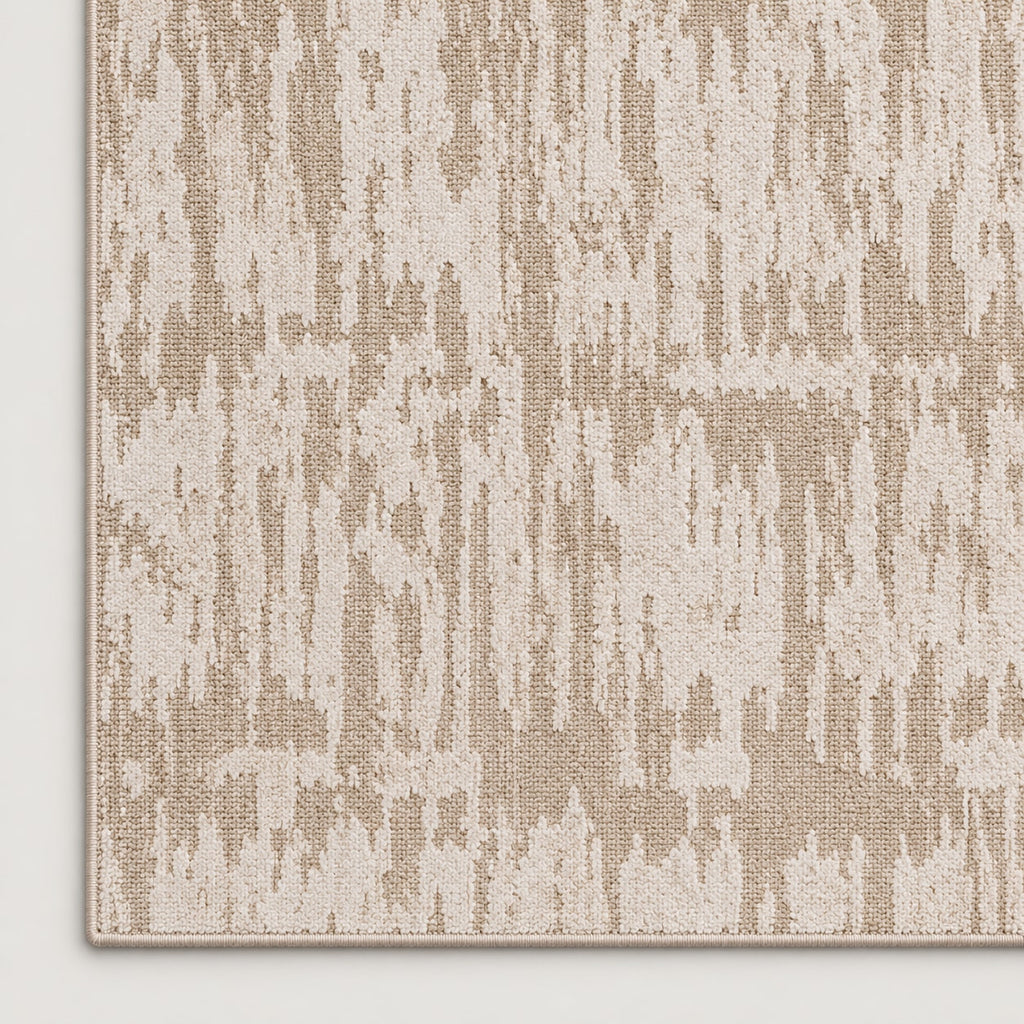 Tapis Écorce beige — coin et texture sur fond clair