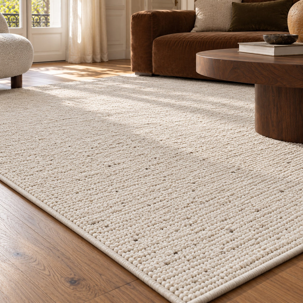 Tapis Grès écru chiné — vue rapprochée en situation