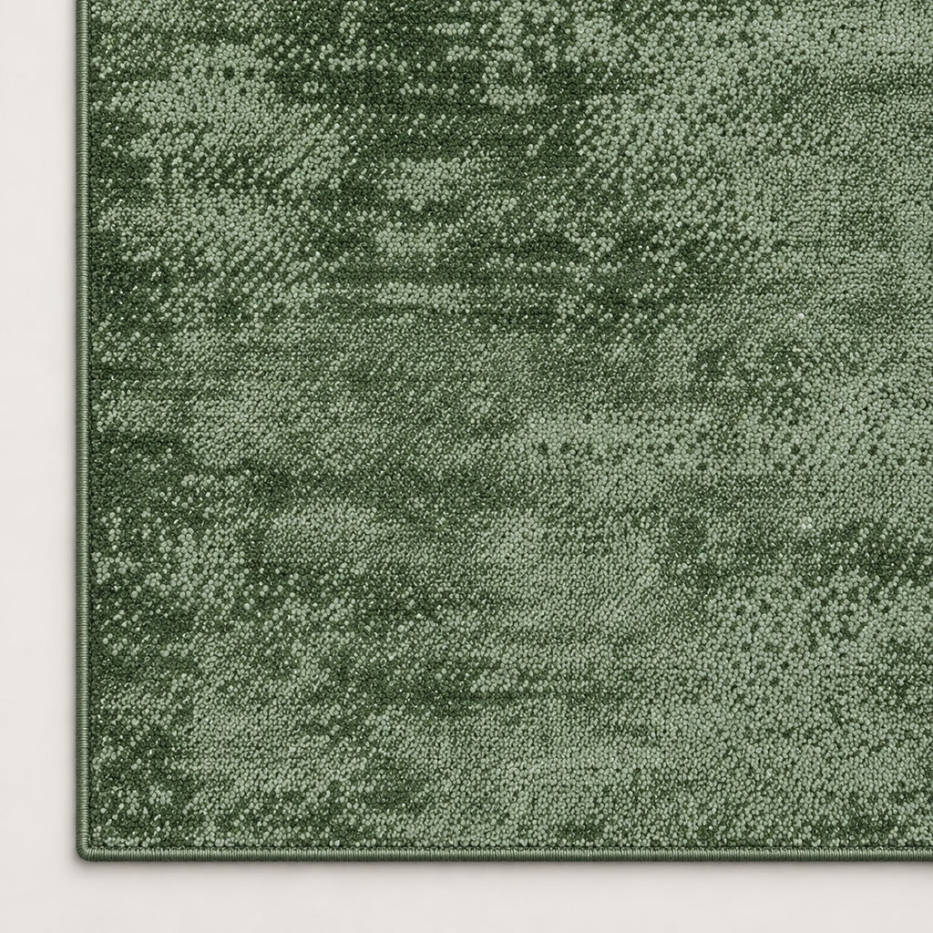Tapis Lichen vert mousse — coin et texture sur fond clair