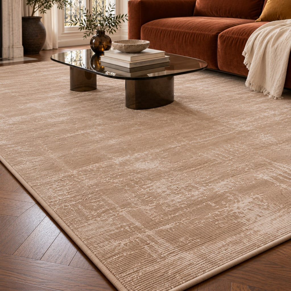 Tapis Lisière caramel — vue rapprochée en situation
