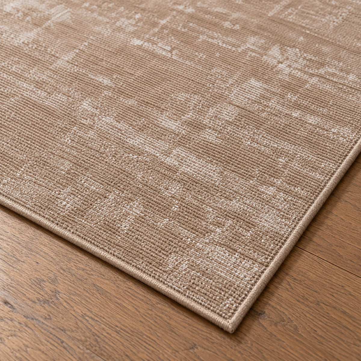 Tapis Lisière caramel — détail de la bordure et de l'épaisseur