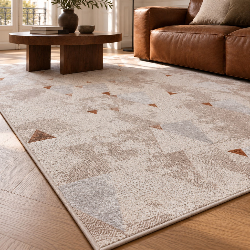 Tapis Prisme taupe — vue rapprochée en situation
