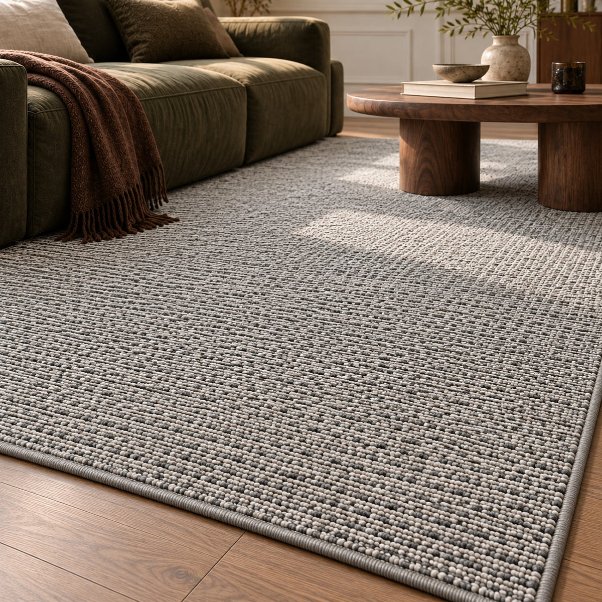 Tapis Silex gris chiné — vue rapprochée en situation