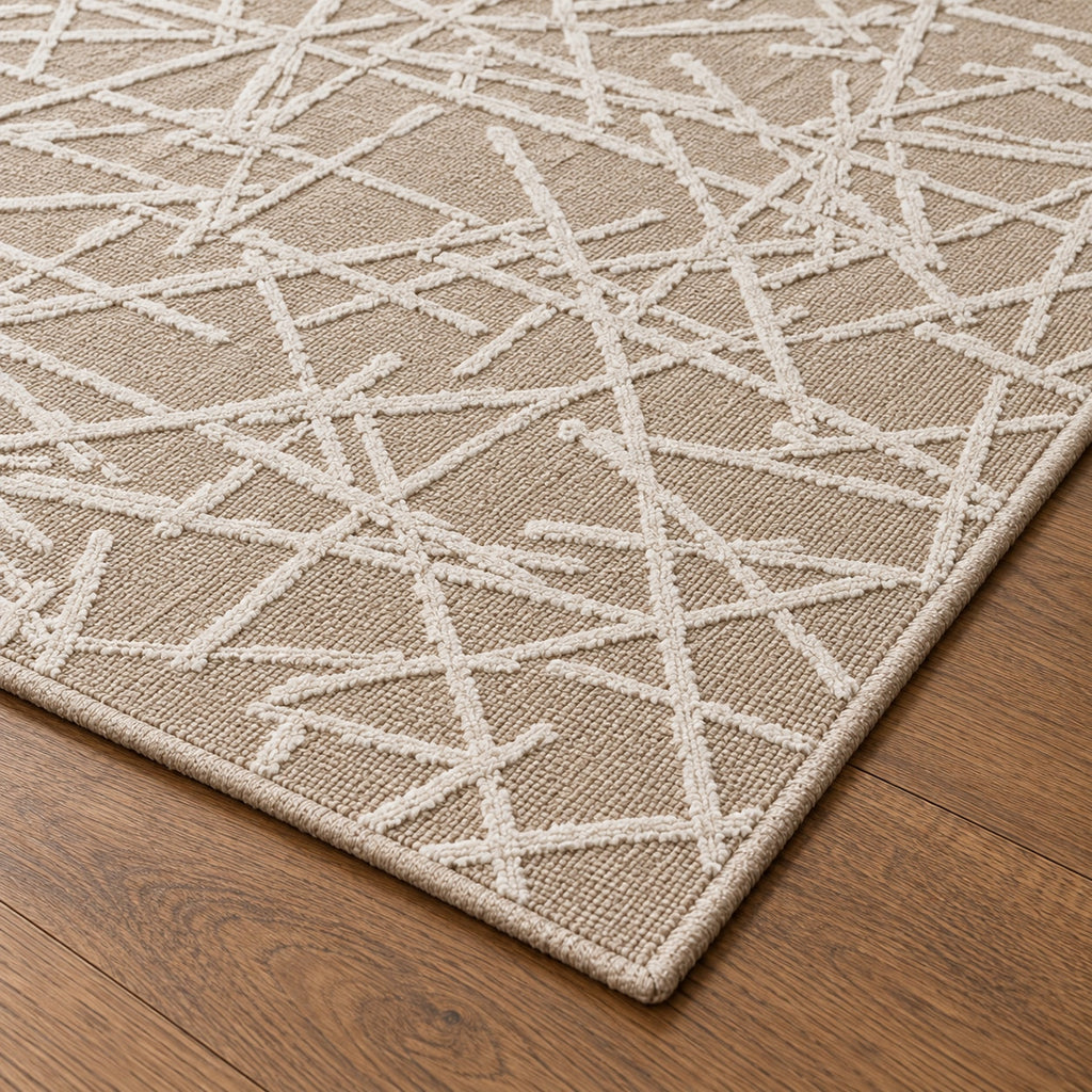 Tapis Tracé beige — détail de la bordure et de l'épaisseur